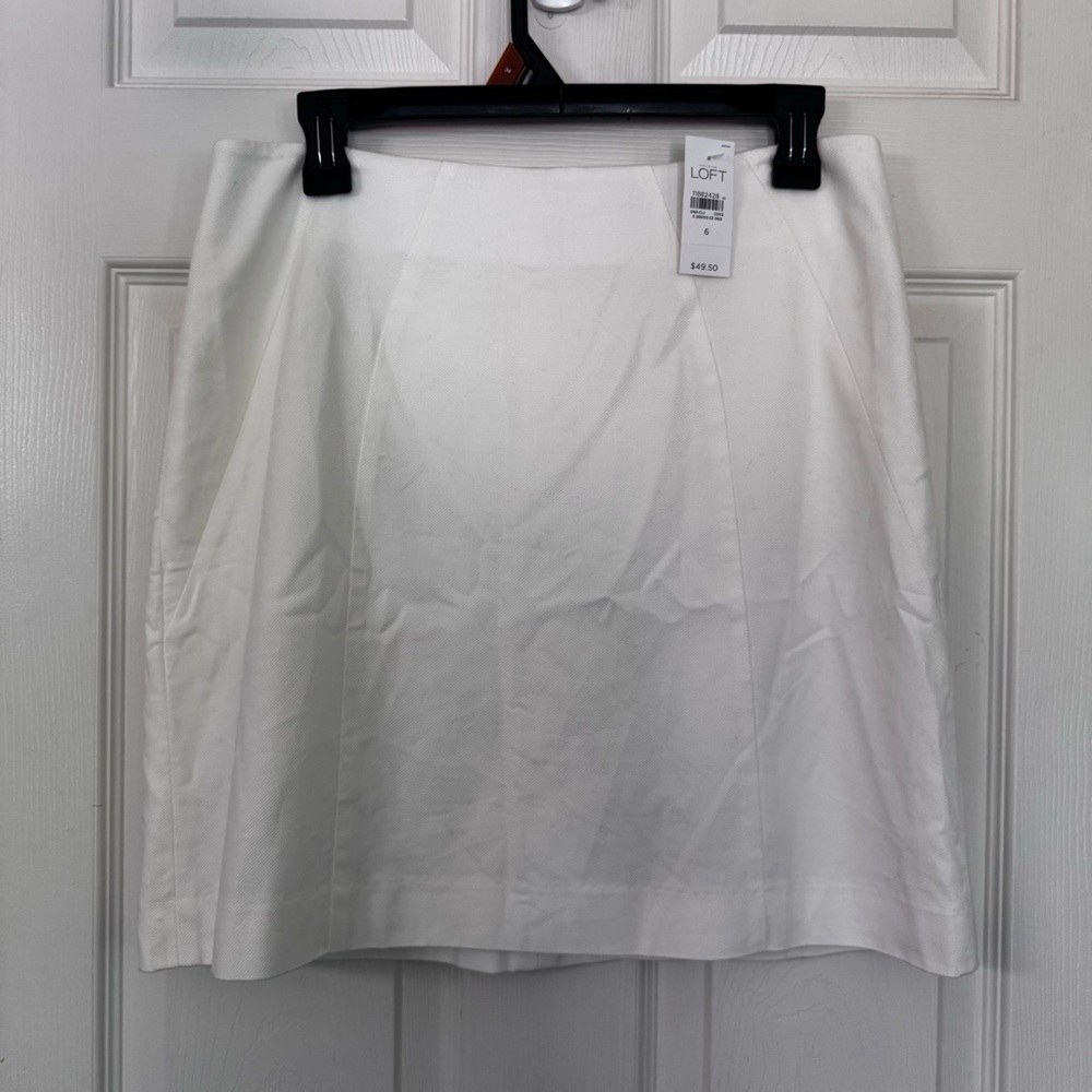 Loft Ann Taylor Mini Skirt White Women’s Size 6 A-Line NWT